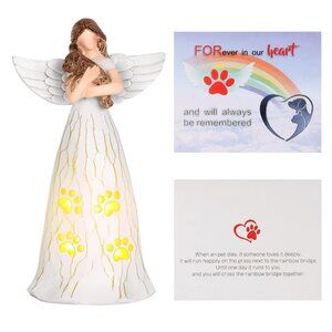 Angel Dog Figurine Memorial Resin Figure Statue Candle Holder Sympathy Gift